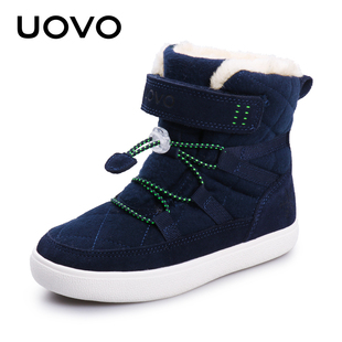 UOVO儿童雪地靴冬季加厚防水男童靴子女童加绒棉鞋中大童防滑雪靴