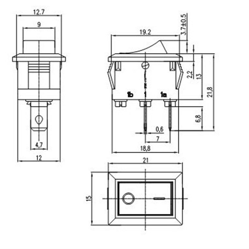 船型开关KCD1-101 2脚黑色电源开关 饮水机小黑色开关