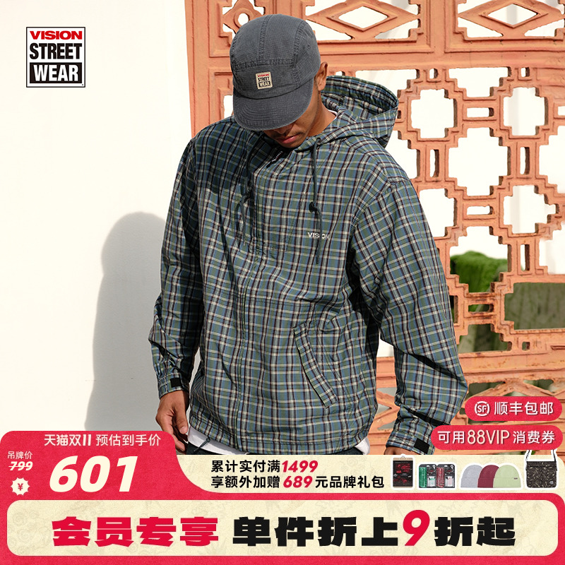 VISION官方 美式复古街头潮流户外连帽开衫夹克运动外套男女新款