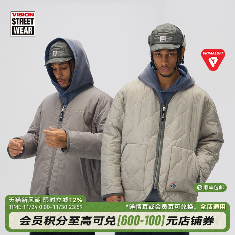 VISION官方 Primaloft®棉葫芦纹双面穿夹棉拉链外套男女秋新款