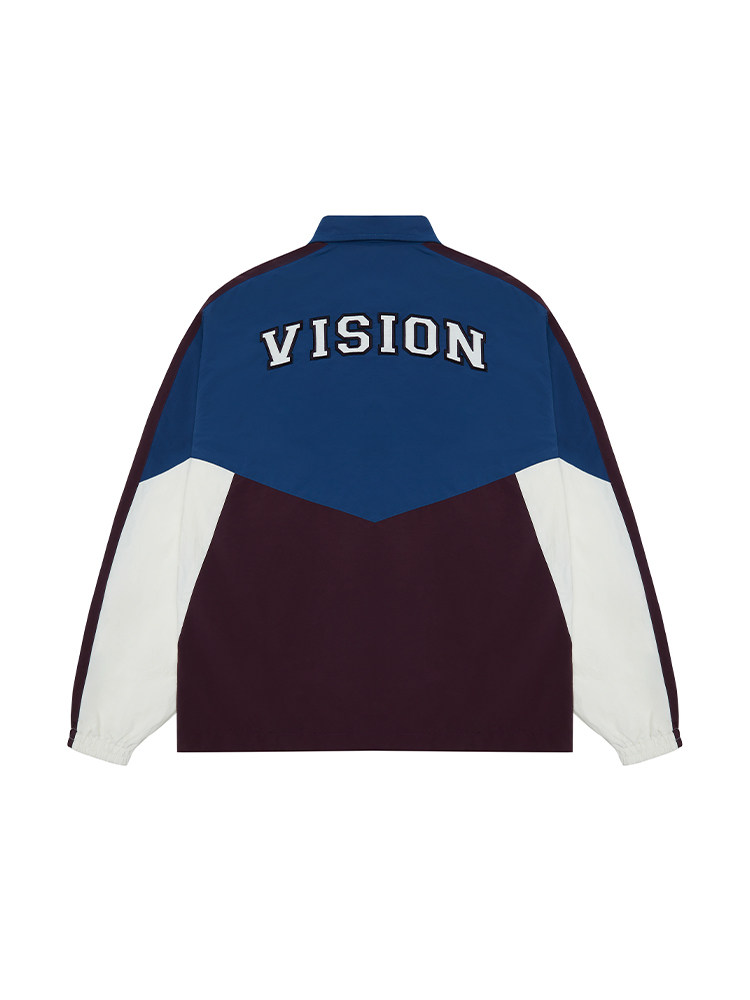 VISION 공식 아메리칸 스트리트 레트로 컬러 블로킹 코치 재킷 대비 컬러 블로킹 재킷 남성용 및 여성용 스포츠 재킷