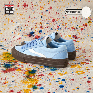 滑板鞋 VISION 男女 PRO生胶水洗蓝低帮翻毛皮帆布鞋 ASTLEY ODD