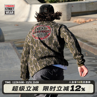 T恤男女新款 复古圆领套头华夫格长袖 复刻系列迷彩美式 VISION官方