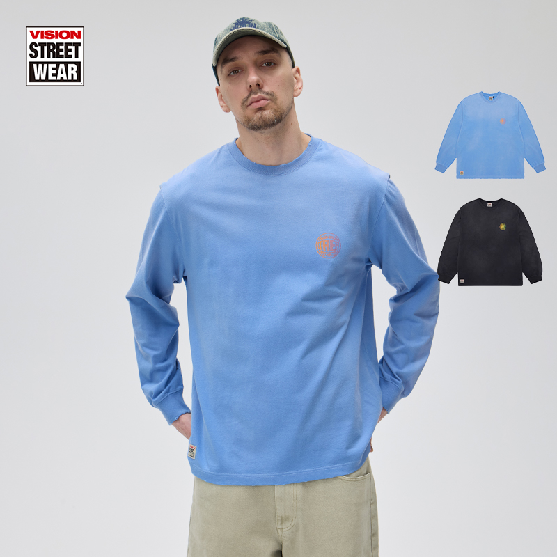 VISION水洗做旧长T运动T恤