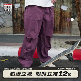 美式 男女同款 街头经典 运动休闲阔腿长裤 3色 伞兵裤 VISION官方