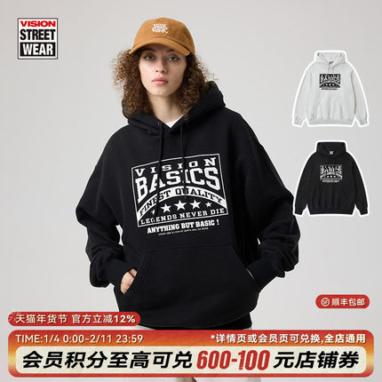 VISION官方  历史复刻图案VISION BASICS宽松连帽卫衣2色男女秋新