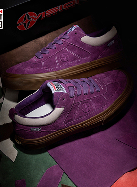 VISION官方 CHOPPER系列丝光全反毛皮葡萄紫复古T头滑板鞋