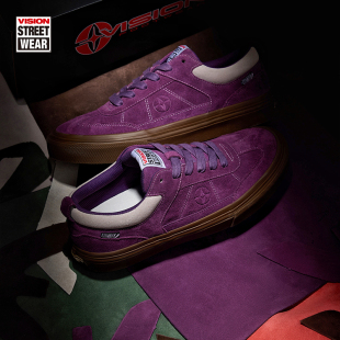 VISION官方 CHOPPER系列丝光全反毛皮葡萄紫复古T头滑板鞋