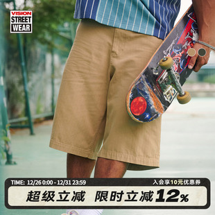 运动休闲中裤 VISION官方 中裤 复古粗人字纹直筒宽松工装 男女 美式