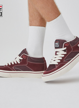 VISION官方  CONCAVE波尔多红街头中帮翻毛皮运动滑板鞋男女