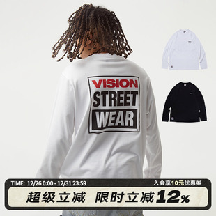 街头BOXLOGO圆领长袖 美式 T恤男女多色 经典 VISION官方