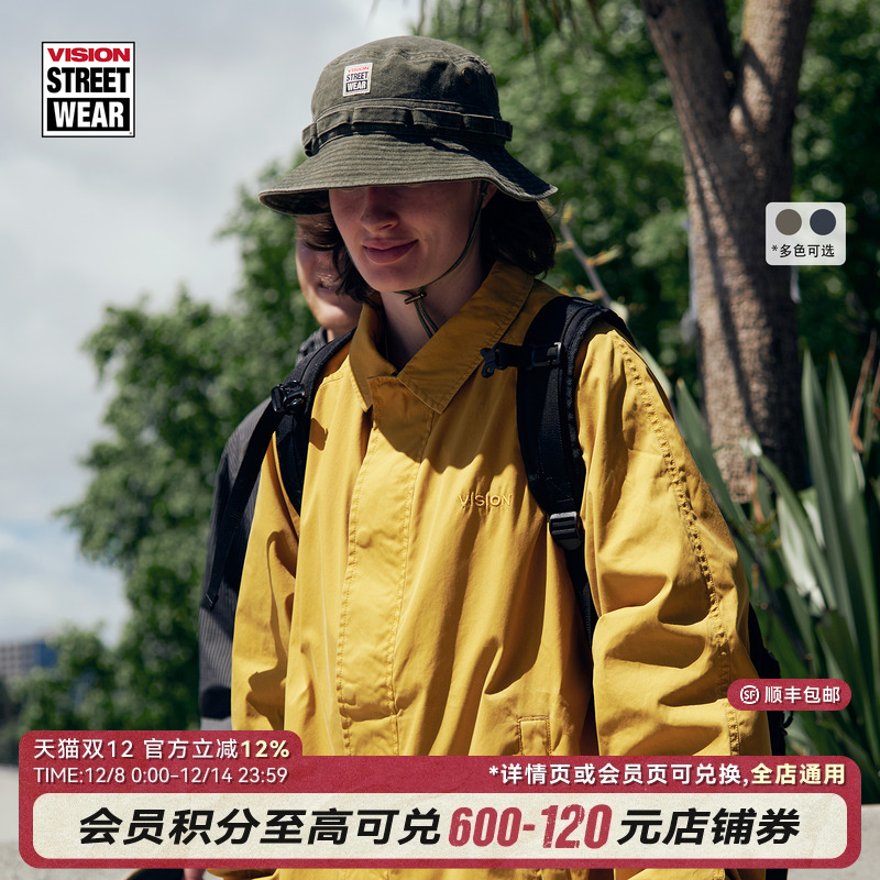 VISION官方 美式复古经典BOGO水洗户外可调节斜纹渔夫帽