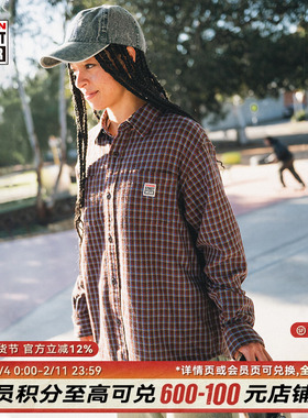 VISION官方 美式复古定织格纹松针纱织宽松长袖衬衫男女秋新款2色