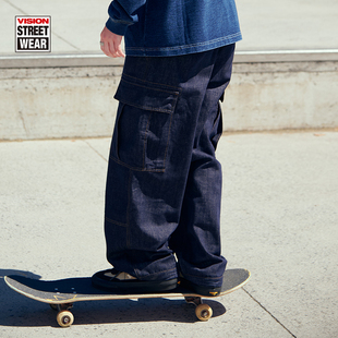 VISION官方 美式经典BAGGY做旧复古原牛色洗水工装牛仔裤
