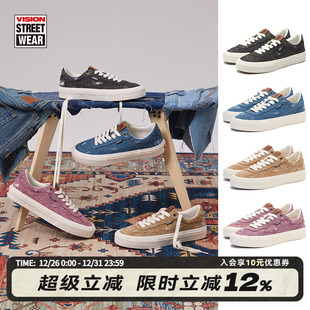 男女滑板鞋 TOP丹宁系列黑牛低帮水洗磨破帆布鞋 FLAT VISION官方