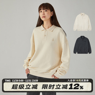 POLO领卫衣男女同款 VISION官方 复古拼接水洗做旧宽松长袖