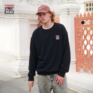 印花做旧宽松圆领套头卫衣男女25春2色 VSW VISION官方 复刻历史