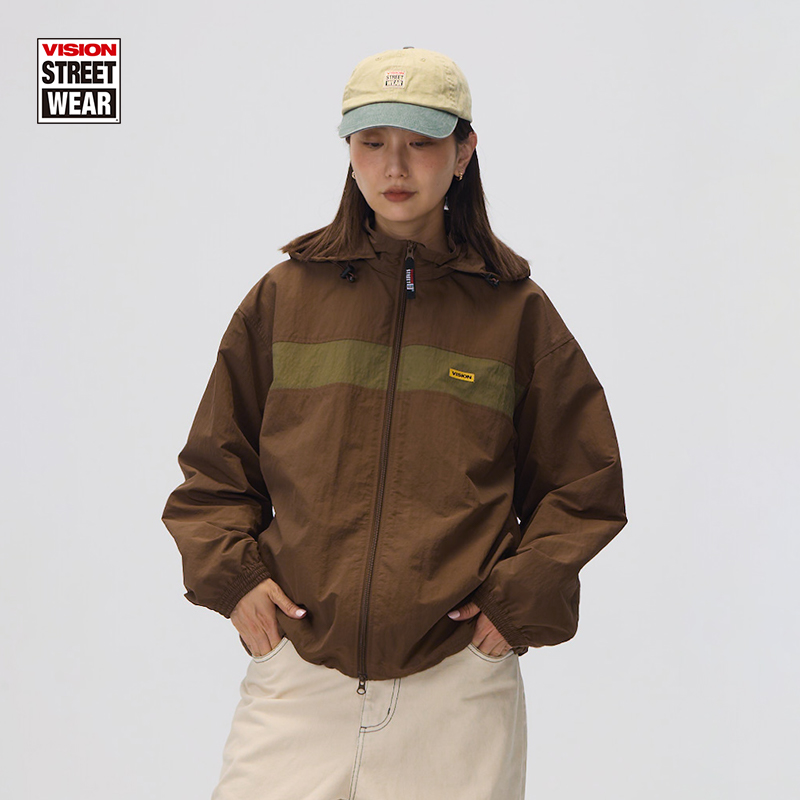 VISION官方 美式复古可拆卸连帽夹克运动防风外套2色男女新款