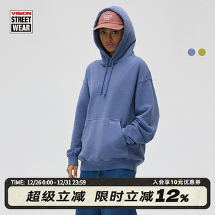 VISION官方 复古重磅洗水LOGO宽松落肩连帽卫衣男女25春2色 经典
