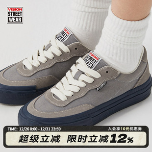男女街头滑板鞋 VISION官方 翻毛皮帆布鞋 TOP灰色低帮经典 FLAT