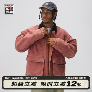 夹棉四袋夹克外套男女秋冬新款 复古水洗做旧工装 美式 VISION官方