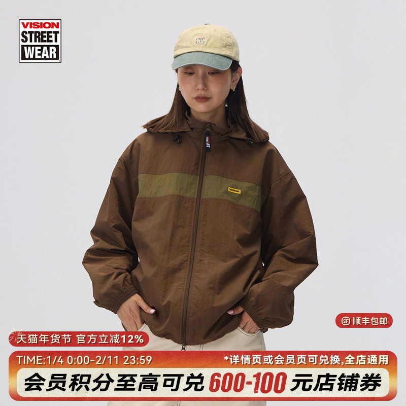 VISION官方 美式复古可拆卸连帽夹克运动防风外套2色男女新款,运动服/休闲服装,运动茄克/外套,淘宝优惠券,粉丝福利购,淘宝优惠卷