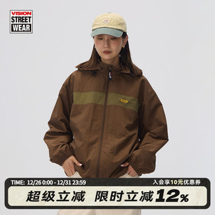 复古可拆卸连帽夹克运动防风外套2色男女新款 VISION官方 美式