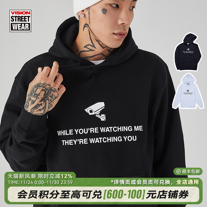 男女同款休闲风连帽印花卫衣