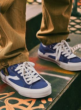 VISION X ODD ASTLEY PRO经典海军蓝复古翻毛皮帆布鞋低帮滑板鞋