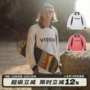 球衣套头运动休闲POLO衫 复古长袖 男女 美式 VISION官方