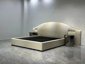 意式 奢华褶皱床豪华真皮床大平层别墅大床 轻奢床设计师款