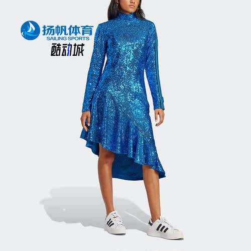 阿迪达斯亮片运动连衣裙