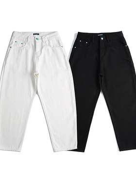 SELLMOON 2026春季微锥男士纯色牛仔裤简约水洗时尚直筒牛仔裤