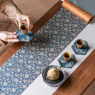 集正 禅意中国风茶席套装 茶道茶空间茶桌桌旗高档锦织防水茶桌布