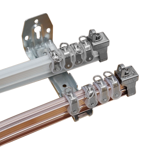 铝合金窗帘直轨道静音滑轮滑道顶侧装滑轨单双导轨窗帘杆支架配件
