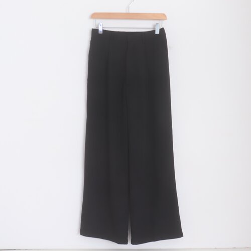 A16099日单新款挂扣后松紧高腰宽松显瘦长裤女纯色简洁气质直筒裤