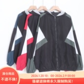 连帽外套大码 D15050日单新款 客供拉链宽松中性撞色简洁通勤休闲款