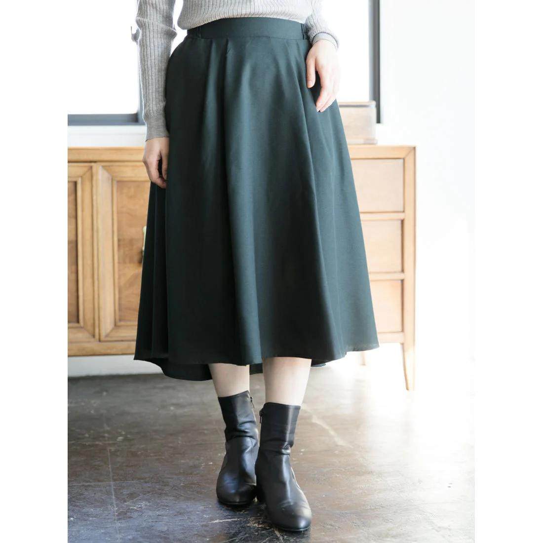 D16017日单新款后松紧高腰显瘦好搭配女纯色气质通勤中长款半身裙