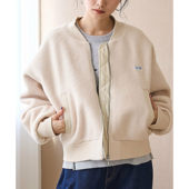 D16015日单新款 螺纹领拉链宽松小狐狸棒球服女休闲呢子夹克外套