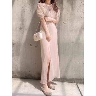 C05037日单新款GL弹力松紧女没有外面小外套可调节甜美开叉吊带裙