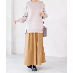 D170121日单客供料松紧高腰显瘦A字长裙女纯色通勤气质长款 半身裙