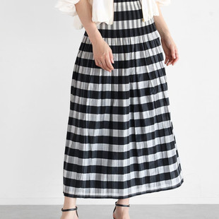 C08094日单秋1.43W新款 司马克松紧高腰长裙女15色入两面穿半身裙