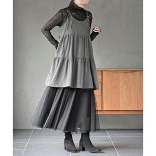 D05040日单新款 客供料肩带可调节宽松显瘦系带女纯色甜美吊带裙