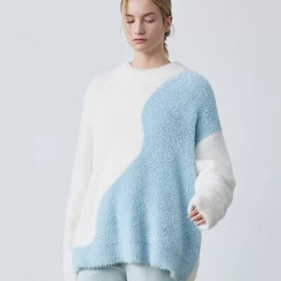 302，15400日元的 蓝色加厚毛衣M码，