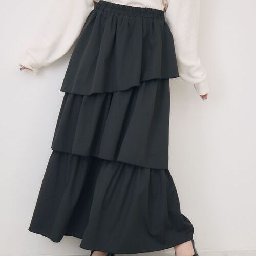 D05067日单新款客供全松紧高腰显瘦层次蛋糕裙女气质长款半身裙