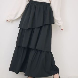 D05067日单新款 半身裙 客供全松紧高腰显瘦层次蛋糕裙女气质长款