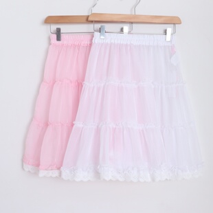 D17015日单26年新款 松紧高腰显瘦A字裙女甜美轻薄透视网纱半身裙