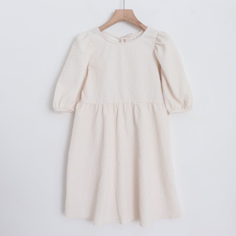 D16037日单客供料气质后系带圆领套头微宽松显瘦女纯色甜美连衣裙