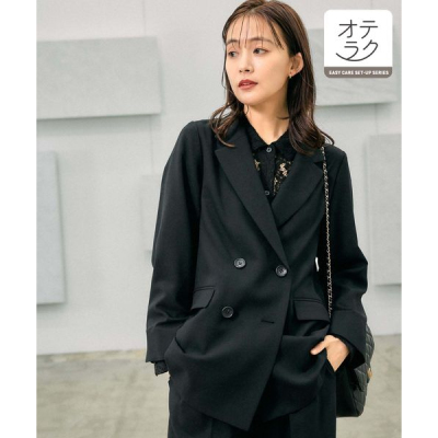 D14014日单新款客供料双排扣宽松显瘦女纯色气质通勤休闲西装外套