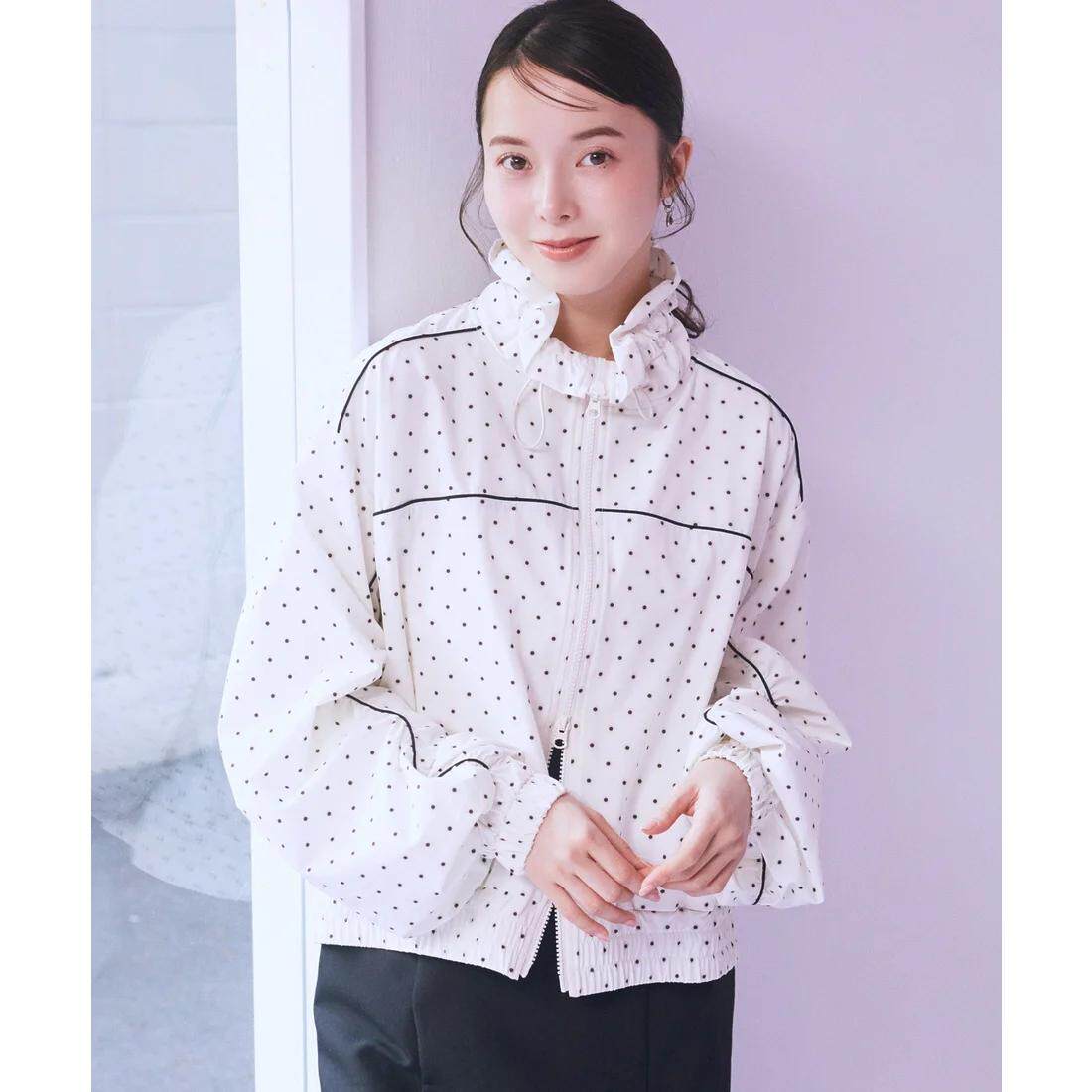 D22015日单春季新款客供料花边领双头拉链宽松显瘦女气质甜美外套